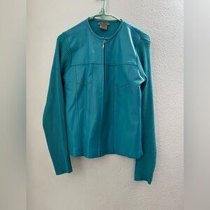 Teal Women's Escapade Leather and Sweater Jacket